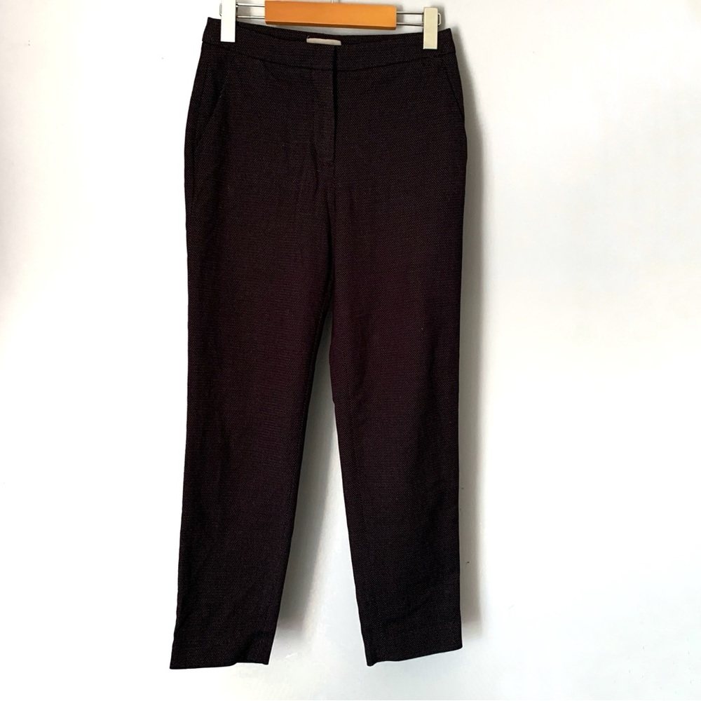 H&M Navy Blue Tailored Pants with White Polka Dots Women’s Size 2 Slim Fit